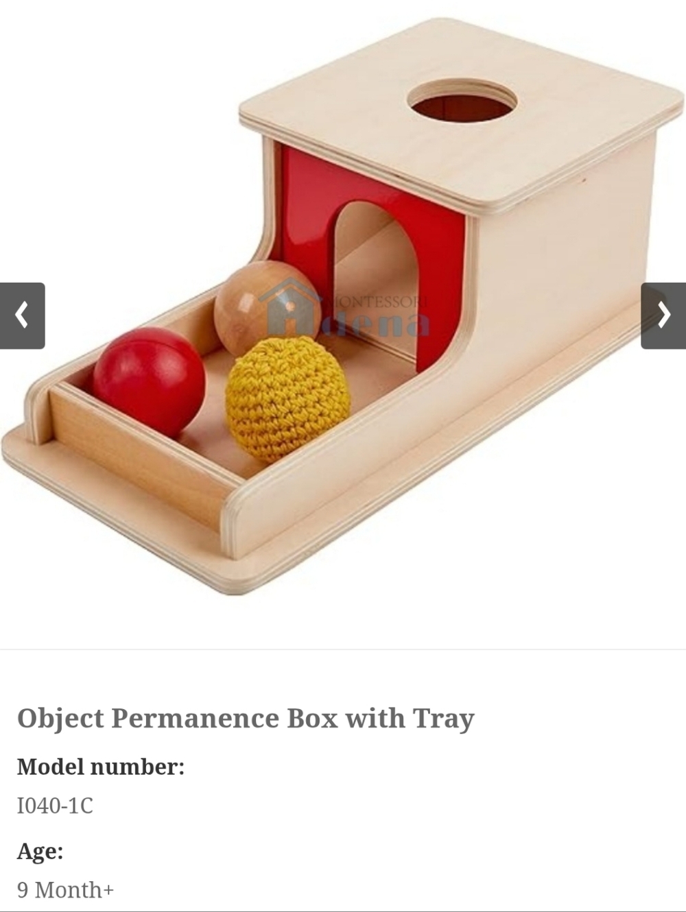 Montessori Wooden Object Permanence Box with 3 Balls